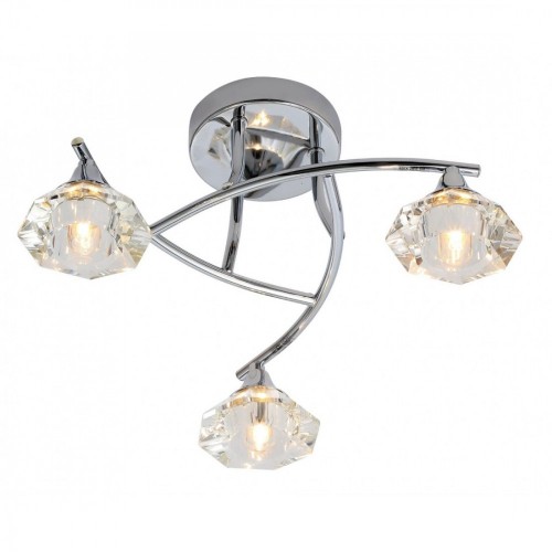 Spa SPA-28326-CHR Reena Chrome Semi-Flush Decorative 3 Light Bathroom Ceiling Light With 3 x Faceted Glass Shades & Round Ceiling Mounting Plate Spa SPA-28326-CHR Reena Chrome Semi-Flush Decorative 3 Light Bathroom Ceiling Light With 3 x Faceted Glass Shades & Round Ceiling Mounting Plate
