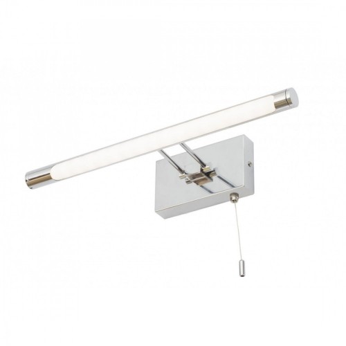 Spa SPA-30993-CHR Chai Chrome LED Modern Styled Picture Light With Frosted Diffuser, Pullcord Switch & Rectangular Wall Mounting Plate IP44 8W