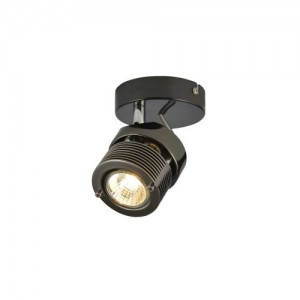 Inlite INL-28201-BCHR Pedro Black Chrome Single Light GU10 Adjustable Spotlight With Round Mounting Plate - Requires Lamp IP20 35W GU10 240V