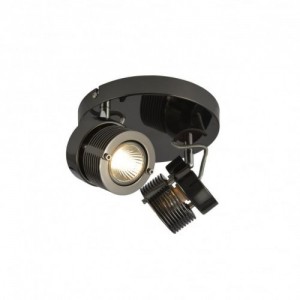 Inlite INL-28202-BCHR Pedro Black Chrome Twin Light Plate GU10 Adjustable Spotlight With Round Mounting Plate - Requires Lamps IP20 2 x 35W GU10 240V