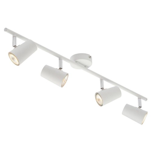 Inlite INL-31723-WHT Harvey White Steel Four Light Bar GU10 Adjustable Spotlight With Round Mounting Plate - Requires Lamps IP20 4 x 35W GU10 240V