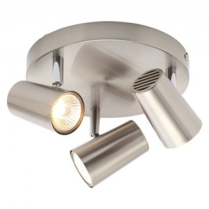 Inlite INL-31776-SNIC Harvey Satin Nickel Triple Light Plate GU10 Adjustable Spotlight With Round Mounting Plate - Requires Lamps IP20 3 x 35W GU10
