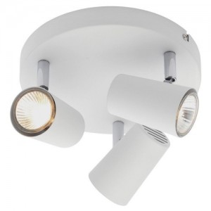 Inlite INL-31776-WHT Harvey White Steel Triple Light Plate GU10 Adjustable Spotlight With Round Mounting Plate - Requires Lamps IP20 3 x 35W GU10 240V