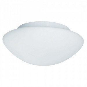 Searchlight 1910-28 White Dimmable Round Single Light Flush Mount Bathroom Ceiling Light With Dome Shaped Opal Glass Shade - Requires Lamps 40W GLS