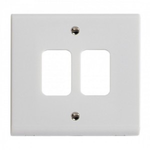 Deta G3302 Slimline White Moulded 1 Gang 2 Module Grid Frontplate