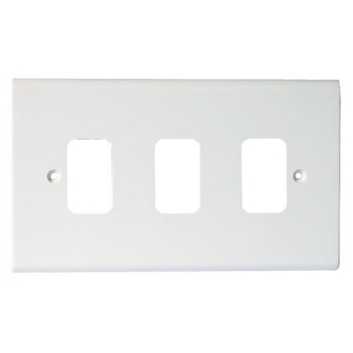 Deta G3303 Slimline White Moulded 2 Gang 3 Module Grid Frontplate