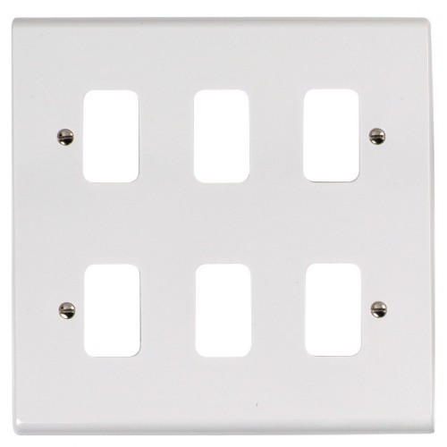 Deta G3305 Slimline White Moulded 6 Module Grid Frontplate Height: 146mm | Width: 146mm
