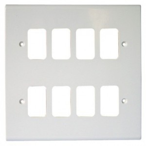 Deta G3306 Slimline White Moulded 8 Module Grid Frontplate Height: 146mm | Width: 146mm