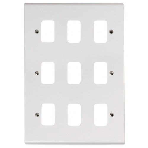 Deta G3307 Slimline White Moulded 9 Module Grid Frontplate Height: 207mm | Width: 146mm