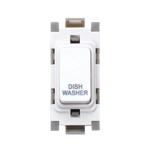 Deta G3556 Gridswitch White 1 Module Double Pole Grid Switch Marked DISHWASHER 20Ax