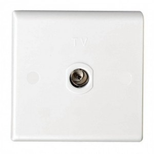 Deta S1268 Slimline White Moulded Single Non-Isolated Co-Axial TV Socket