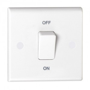 Deta S1310 Slimline White Moulded DP Control Switch With White Rocker On 1 Gang Plate 50A
