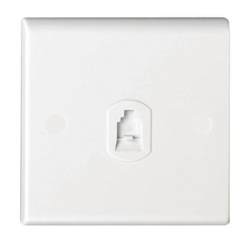 Deta S1354 Slimline White Moulded Single RJ11 Socket