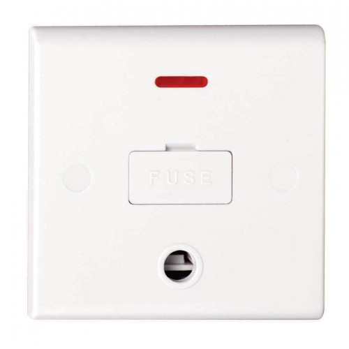 Deta S1363 Slimline White Moulded Unswitched Fused Connection Unit With Neon & Front Flex Outlet 13A