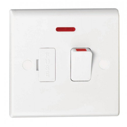 Deta S1371 Slimline White Moulded Double Pole Switched Fused Connection Unit With Neon 13A