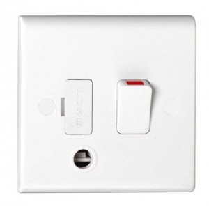 Deta S1372 Slimline White Moulded Double Pole Switched Fused Connection Unit With Front Flex Outlet 13A