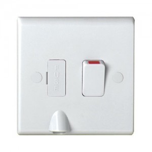 Deta S1374 Slimline White Moulded Double Pole Switched Fused Connection Unit With Base Flex Outlet 13A