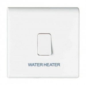 Deta S1390WH Slimline White Moulded DP Control Switch Marked WATER HEATER 20A