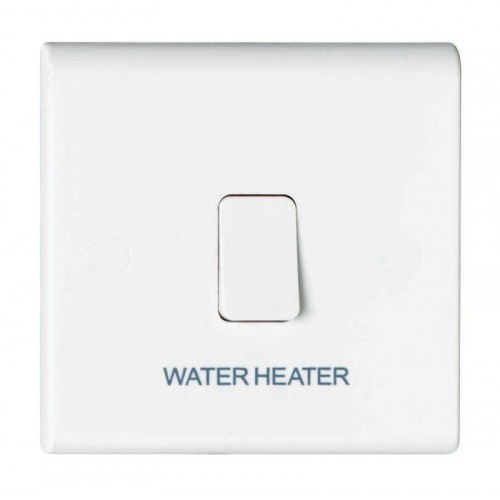 Deta S1390WH Slimline White Moulded DP Control Switch Marked WATER HEATER 20A