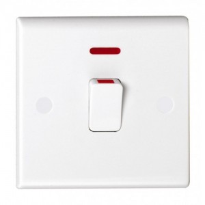 Deta S1391 Slimline White Moulded DP Control Switch With Neon 20A