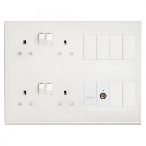 Deta S1988 Slimline White Moulded White Moulded Multimedia Lounge Plate