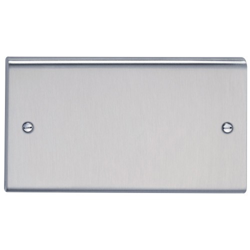 Deta SD1201SS Slimline Decor Stainless Steel Screwed 2 Gang Blank Plate