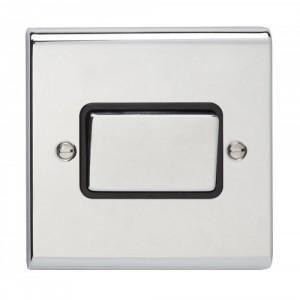 Deta SD1247CHB Slimline Decor Chrome Screwed Triple Pole Isolator Switch With Metal Capped Wide Rocker & Black Insert 10A