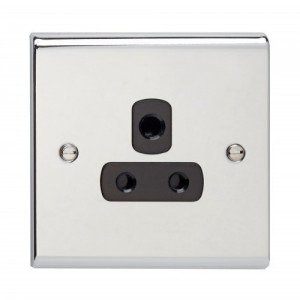 Deta SD1331CHB Slimline Decor Chrome Screwed 1 Gang Unswitched Socket With Black Insert 5A