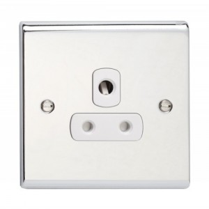 Deta SD1331CHW Slimline Decor Chrome Screwed 1 Gang Unswitched Socket With White Insert 5A