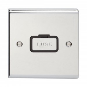 Deta SD1360CHB Slimline Decor Chrome Screwed Unswitched Fused Connection Unit With Metal Capped Fuse Carrier Cover & Black Insert 13A