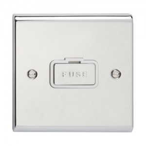 Deta SD1360CHW Slimline Decor Chrome Screwed Unswitched Fused Connection Unit With Metal Capped Fuse Carrier Cover & White Insert 13A