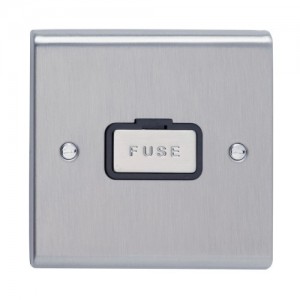 Deta SD1360SSB Slimline Decor Stainless Steel Screwed Unswitched Fused Connection Unit With Metal Capped Fuse Carrier Cover & Black Insert 13A
