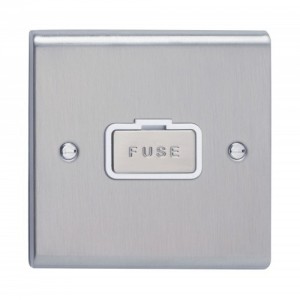 Deta SD1360SSW Slimline Decor Stainless Steel Screwed Unswitched Fused Connection Unit With Metal Capped Fuse Carrier Cover & White Insert 13A