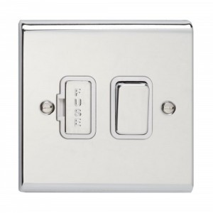 Deta SD1370CHW Slimline Decor Chrome Screwed Double Pole Switched Fused Connection Unit With Metal Capped Rocker + Fuse Carrier Cover & White Insert