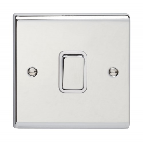 Deta SD1390CHW Slimline Decor Chrome Screwed DP Control Switch With Metal Capped Rocker & White Insert 20A