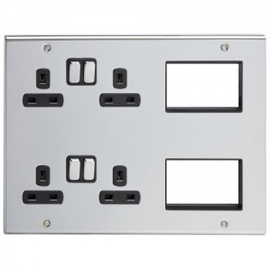 Deta SD1977CHB Slimline Decor Chrome Screwed Multimedia Lounge Plate