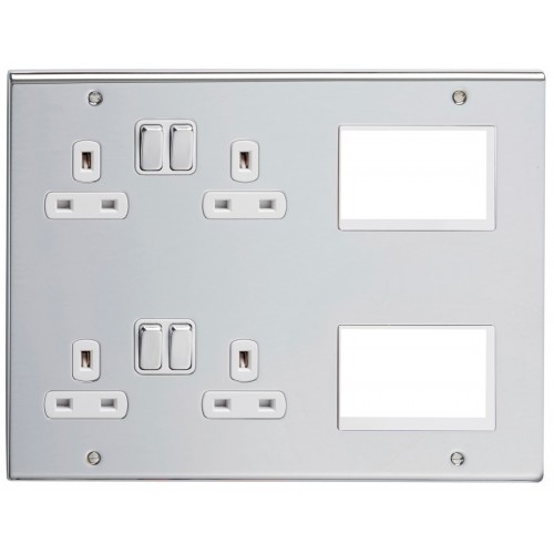 Deta SD1977CHW Slimline Decor Chrome Screwed Multimedia Lounge Plate