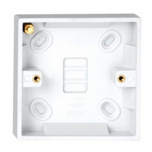 Deta V1220E Slimline White Moulded 1 Gang Surface Mounting Box With Earth Terminal Depth: 16mm