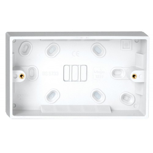 Deta V1223 Slimline White Moulded 2 Gang Surface Mounting Box Depth: 25mm