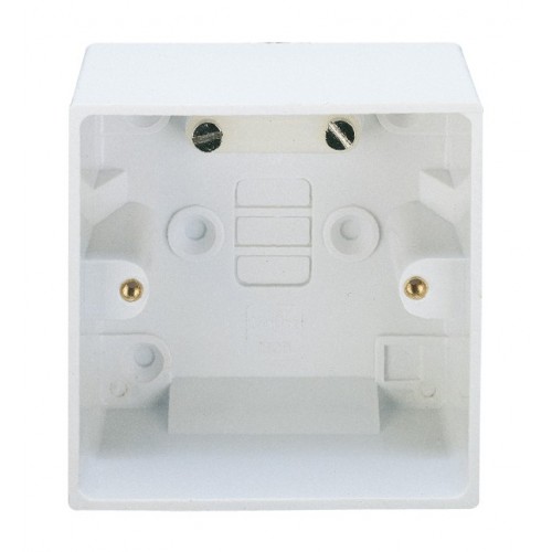 Deta V1228 Slimline White Moulded 1 Gang Surface Mounting Box Depth: 45mm