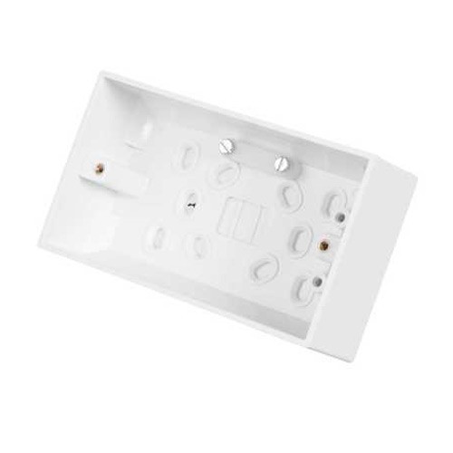 Deta V1229 Slimline White Moulded 2 Gang Surface Mounting Box Depth: 45mm