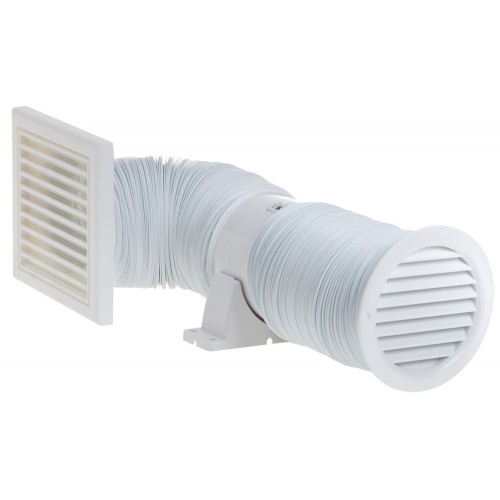 Deta 4640 White In-Line Axial Shower Fan Extractor Kit With Remote In-Line Fan + Adjustable Timer, PVC Ducting & Grilles 240V 100mm