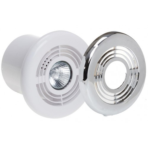 Chrome & White 4 inch Complete Shower Kit with LED Light 12v Bulb Run on Timer