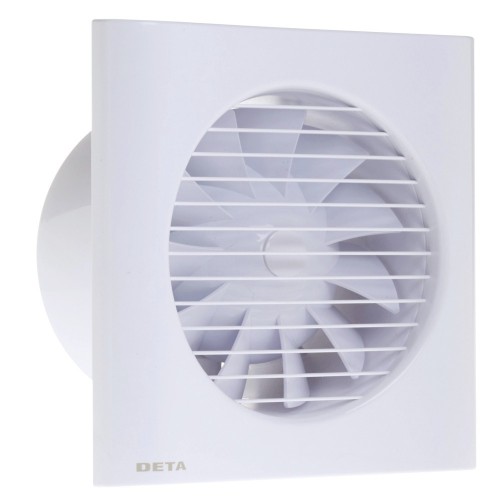 Deta 4666 White Single Speed Axial Extractor Fan With Humidistat & Backdraught Shutter IP24 240V Height: 205mm | Width: 205mm | Spigot DiaØ : 150mm