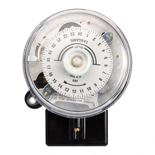 Sangamo S255.2 Single Pole Single Throw 24 Hour Round Pattern Timeswitch With 2 On + 2 Off Operation, 4 Pin Base & Day Omit ON 20A