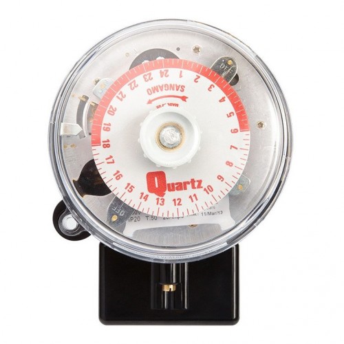Sangamo Q554.2 Single Pole Single Throw 24 Hour Round Pattern Timeswitch With 2 On + 2 Off Operation, Battery Reserve, 3 Pin Base & Day Omit ON 20A