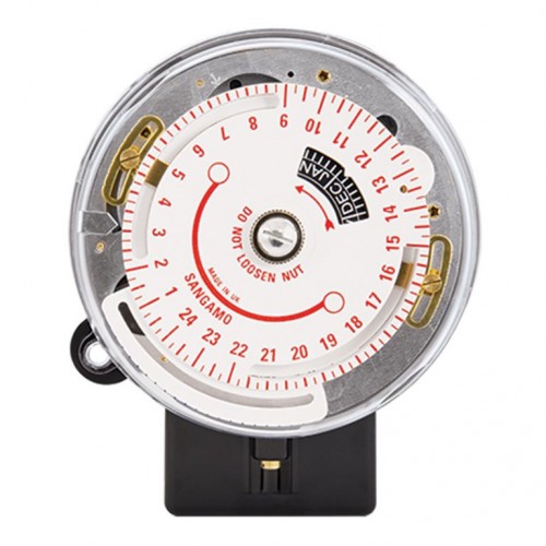 Sangamo Q550.13 Single Pole 24 Hour Solar Round Pattern Timeswitch With 1 On + 1 Off Operation, Battery Reserve, 3 Pin Base & Day Omit ON 20A