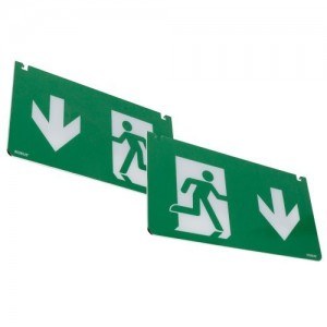 Robus RSSD Swiss Green/White Running Man / Down Arrow Legends For Swiss Exit Signs