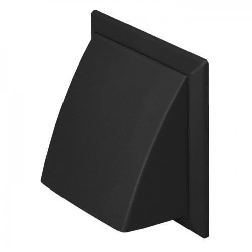 Domus 4902BK Domus Black Cowled c/w Damper - Round Spigot Wall Outlet  100mm