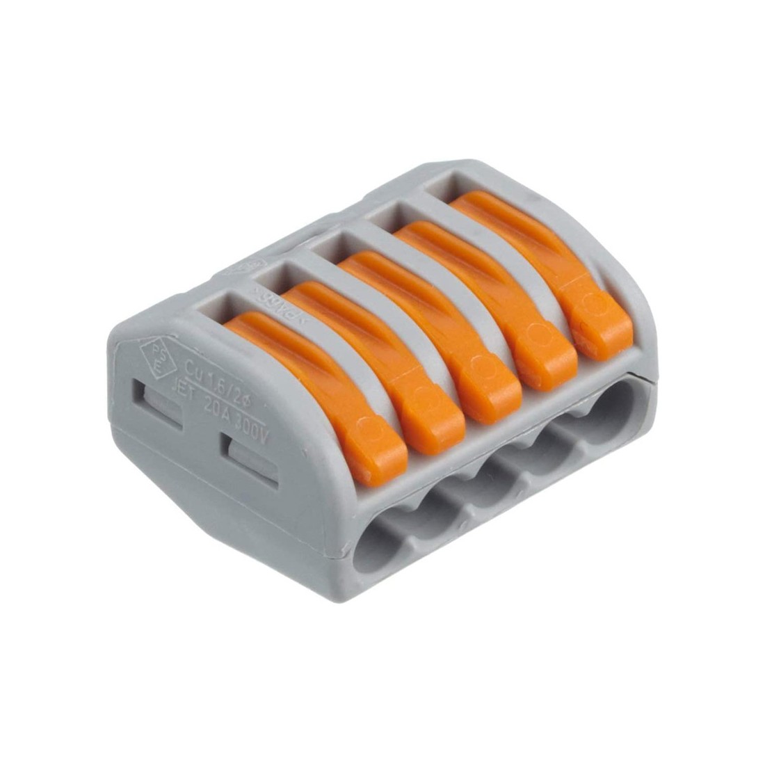 thumbnail image 2 of Wago Lever Wire Connector, 12 AWG Max, 5 Port, Gray, Polycarbonate 2 of 10